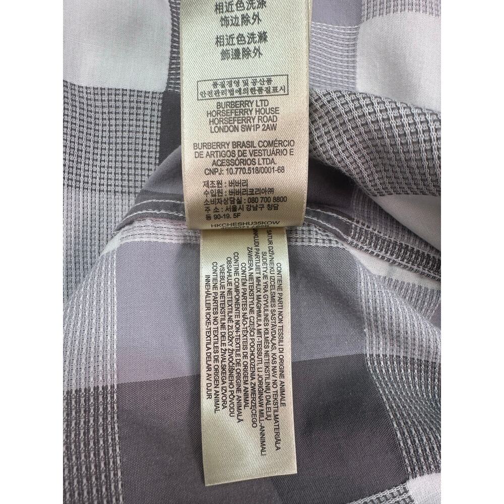 Burberry Brit Gray White Plaid Check Button Down Shirt Mens XL Equestrian Knight - Picture 13 of 14